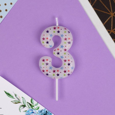 Candle for the cake, number "3", 5.5 x 8 cm.-2