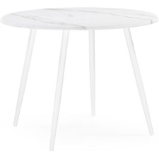 Wooden abylin table marble white/matte metal, white 90x90x76 cm