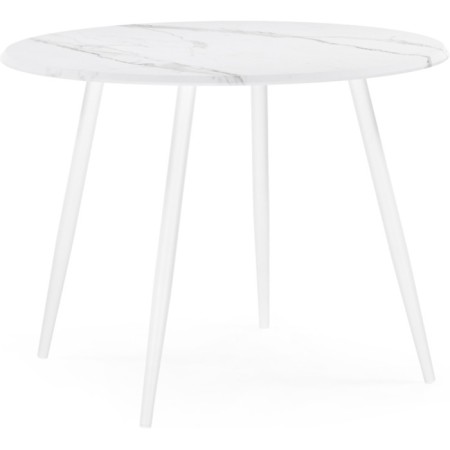 Wooden abylin table marble white/matte metal, white 90x90x76 cm