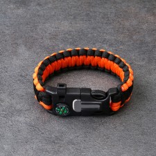 4B1 survival bracelet (paracord, compass, whistle, fire), black-orange