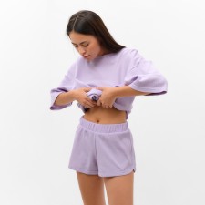 Комплект женский (футболка, шорты) KAFTAN Basic line, р. 46, сиреневый