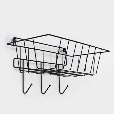 Basket with 3 hooks, 37 × 20 × 19.5 cm, black color-2
