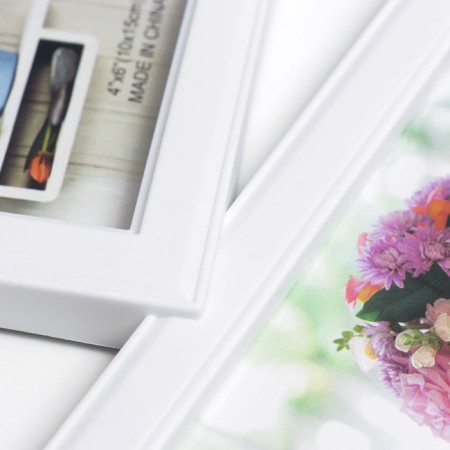 Photo frame plastic in 6 photos 10x10, 10x15 cm "Black Line" White 33x48 cm-2