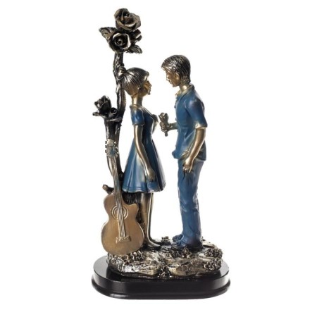 Souvenir Polystone "couple - a date under the pink tree" Blue 22.5x12x8 cm-4