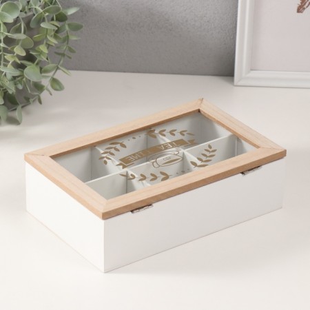 Casket tree with divisions "Triangles Ornament" White with gold 23x15x7 cm-3