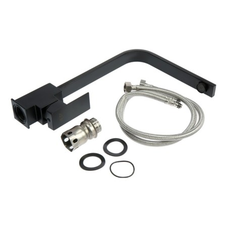 Zein ZF1 kitchen mixer, square, 35 mm cartridge, stainless steel, black-7