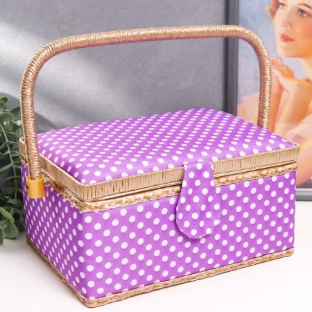 Casket for needlework "White peas on lilac" 13x17.5x24 cm-1