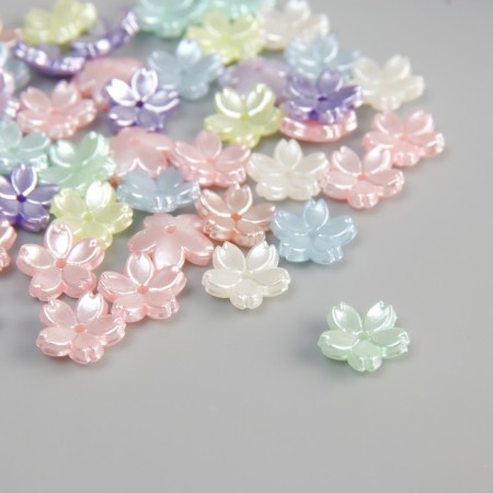 Beads for creativity plastic "Flower" color pearl set 50 pcs 1x1x0.3 cm-1