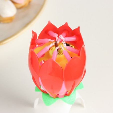 Candle for Cake Musical "Tulip", red, 12 × 5 cm-5