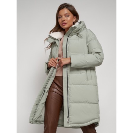 Coat insulated winter female, size 44, color light green-19