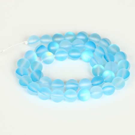 Busins ​​made of natural stone "Cat Eye", set 46 pcs., Size 1 pc. - 8 mm, blue-2
