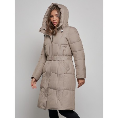 Coat insulated winter female, size 50, color light brown-5