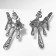 Earrings with rhinestones "melting" rhombus, white color in silver