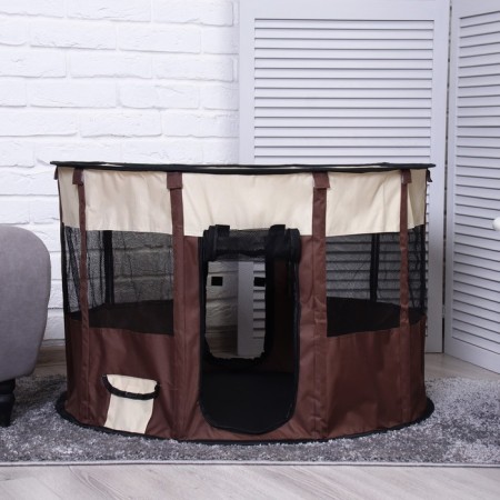 Animal aviary, tent, round, 90 x 55 cm, brown-4
