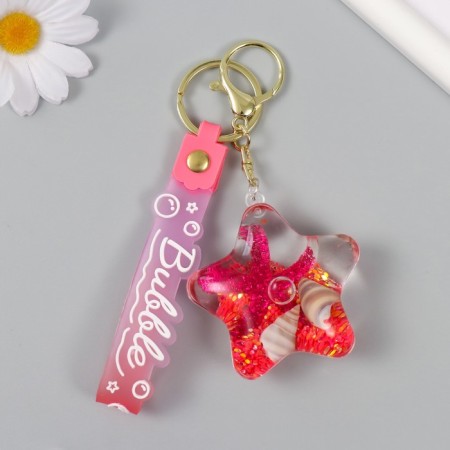 A plastic keychain with a carbine, strap "Sea star" Water with a decor 2.5x6.3 cm-1