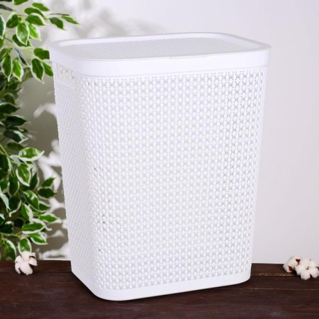 Besnaya basket with a pirula lid, 55 l, 42 × 34 × 54 cm, white color-7