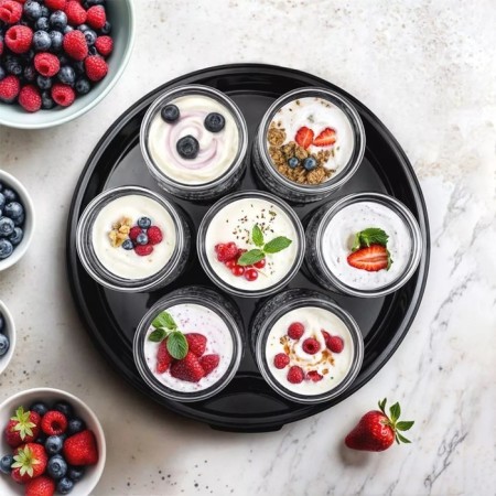 Yogurtnitsa KitFort KT-6363, 20 W, 180 ml, 7 containers, glass, silver-hourly-6