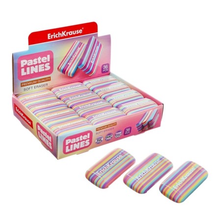 ERICHKRAUSE "PASTEL Lines", thermoplastic rubber, soft, 44.3 x 25 x 10 mm, mix