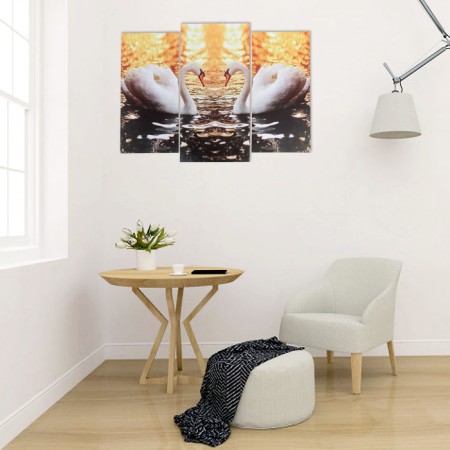 Modular picture "Swan Lake" (2-25x52; 1-30x60) 60x80 cm-3