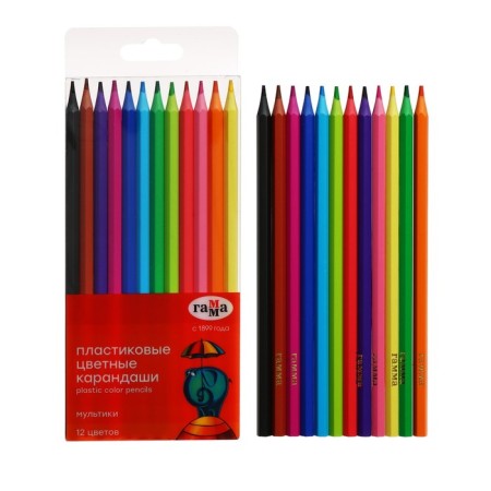 Pencils color plastic 12 colors Gamma "Cartoons", sharpened, PVC, euro suspension 251220211