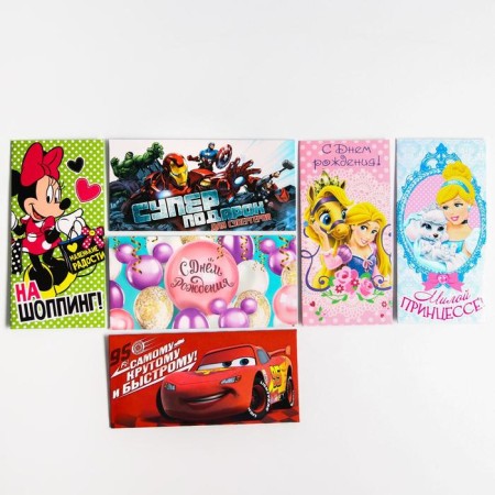 Set of envelopes for money, 16.5x8 cm, 6 pcs, Disney-3