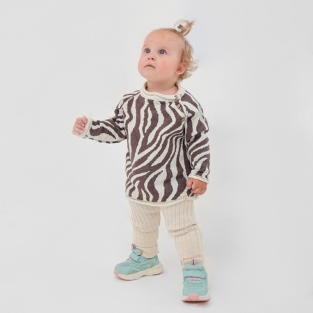 Jumper knitted baby i zebra growth 80-86 cm, milk-4
