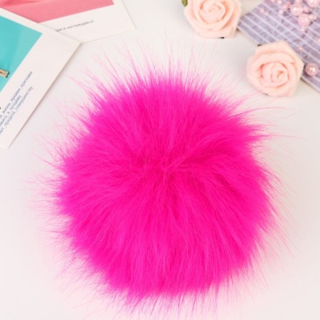 Pompon artificial fur "bright pink" d = 13 cm
