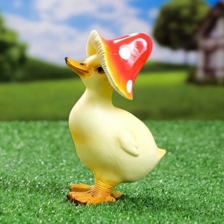Garden figure "Duckling in the hat" 7.5x11.5x16cm-1