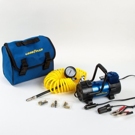 Car compressor Hoodyear Gy-40L, 40 l/min, with a removable handle, a removable twisted hose, with a bag