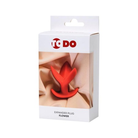 Expanding anal plug Flower, silicone, red color, 9 cm, d = 6 cm-4