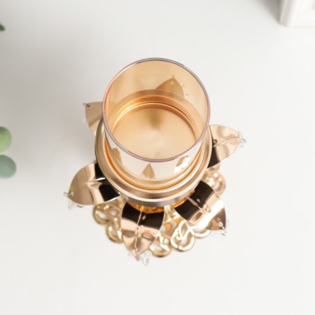 Summary Metal for 1 candle "Flower. Openwork stand" gold, black 22x9.5x9.5 cm-3