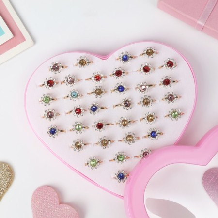 Children's ring "Assorted" flowers, color mix in gold, dimensionless-2