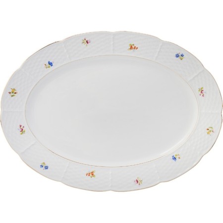 Oval Natalie dish, decor "Small flowers, gold laying", 36 cm