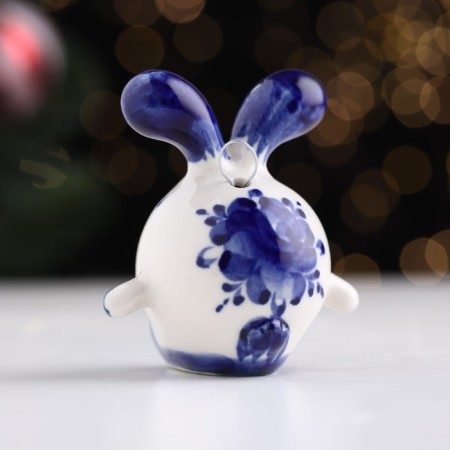 Christmas tree toy "Bunny Sharik", Gzhel-2