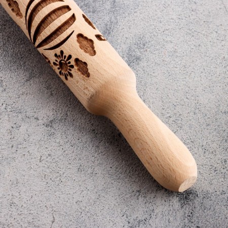 Carved rocking with patterns "Balloons" for baking, Beech, 40 mm × 350 mm-2