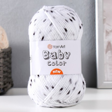 Yarn "Baby Color" 100% acrylic 150m/50g (205 white-black)