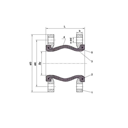 Tecofi di7240n vibro -compensator, flange, PN10, DN150-1