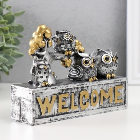 Souvenir Polystone "Bird Family. Welcome" 4x15.2x11 cm-1