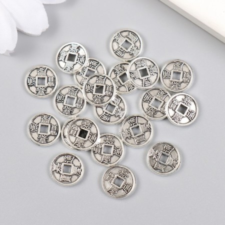 Decor for creativity Metal "Chinese Coin" silver 1x1 cm-2
