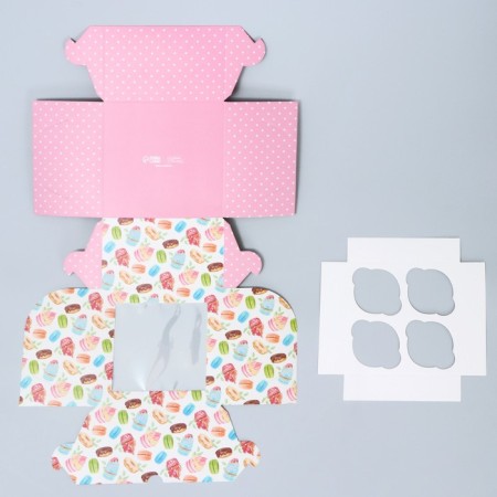 Capcake box, confectionery packaging, 4 cells "Sweets", 16 x 16 x 10 cm-5