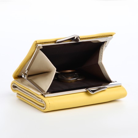 Women's wallet on the button, yellow color-4