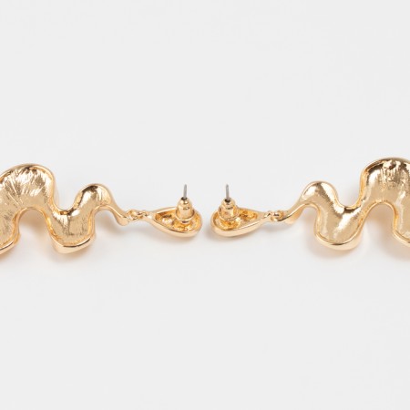 Earrings Metal "Shine" wave mini, color gold-2