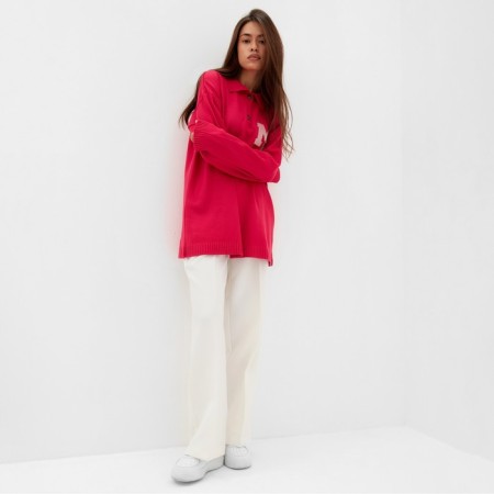 Jumper Women's Mist with a Polo collar pink, p. L (48-50)-1