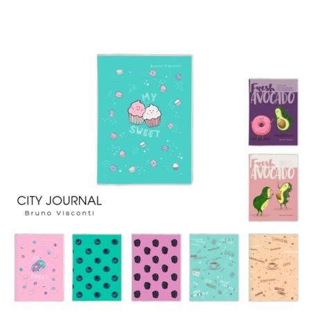 Note book A7, 64 sheets in the City Journal line, integral cover, mix