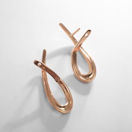 Earrings metal xuping wing, color pink gold-1