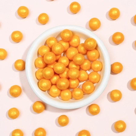 Sprinking confectionery with a soft center "Pearls" gold 12-13 mm 50 g-2