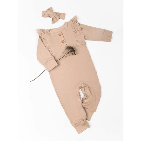 Children's overalls with ruffles fashion, height 74 cm, beige color-5