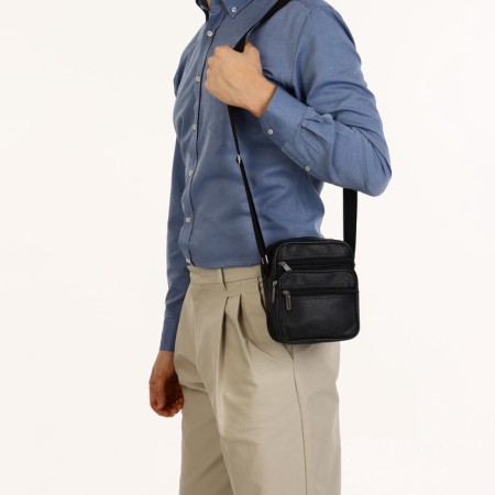 Male bag, 18*9.5*15.5 cm, lightning department, 3 n/pocket, reg. Rev., black-5