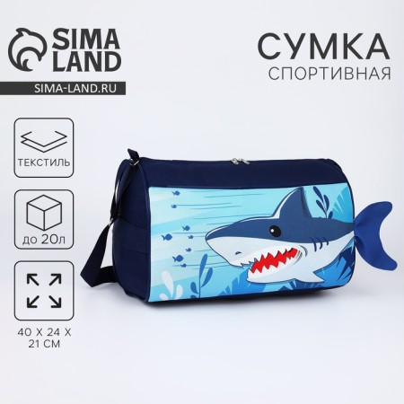 Children's sports bag for the boy "Shark", 40x21x24cm, blue color