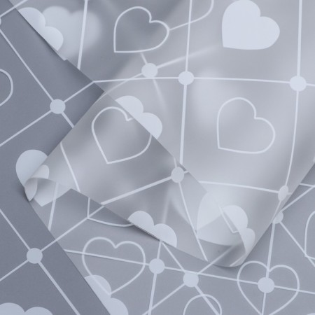 Matte Film Transparent "Hearts", 58 cm x 10 m, white-1